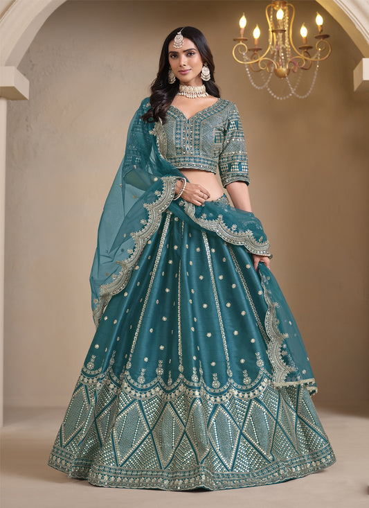 Morpich Art Silk Embroidered Lehenga Choli