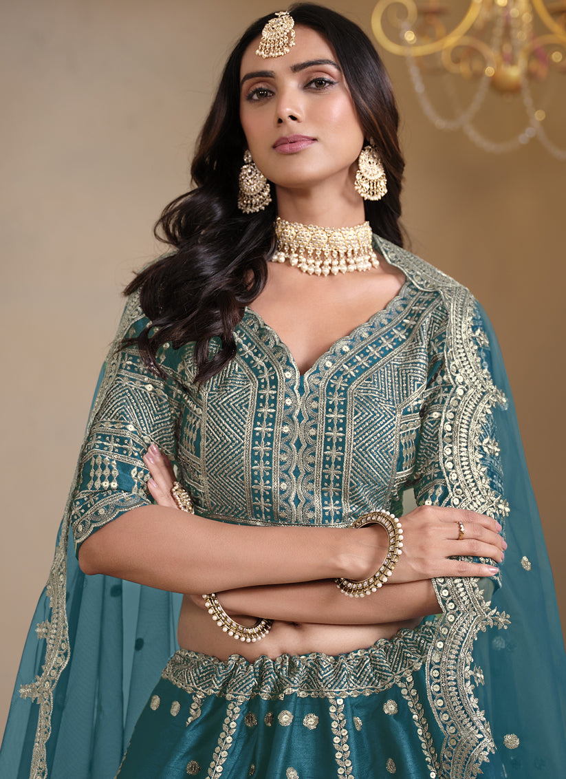 Morpich Art Silk Embroidered Lehenga Choli