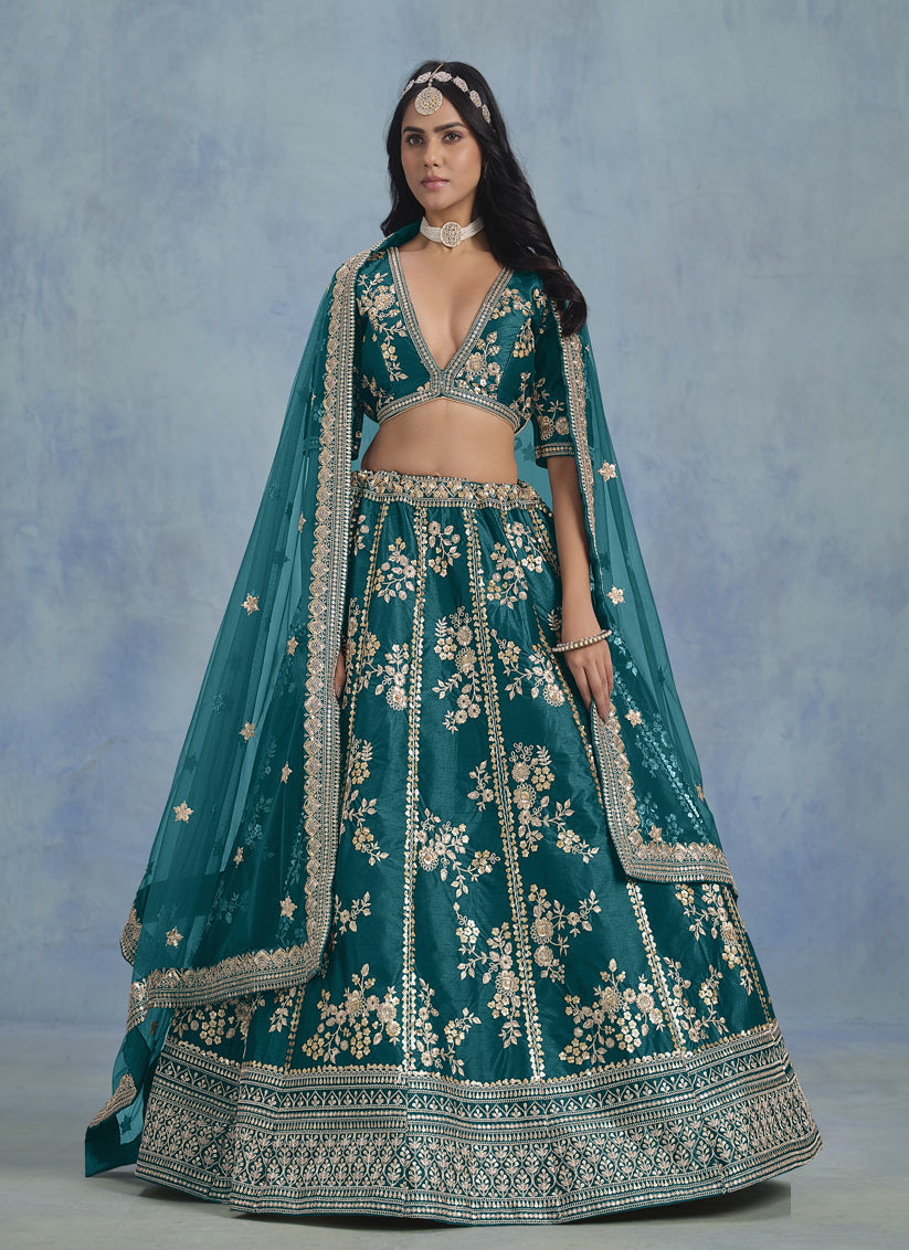 Morpich Art Silk Sequins Embroidered Lehenga Choli Set