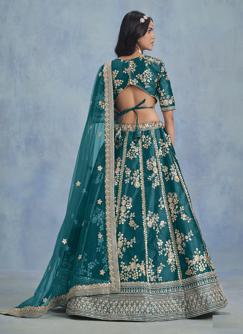 Morpich Art Silk Sequins Embroidered Lehenga Choli Set