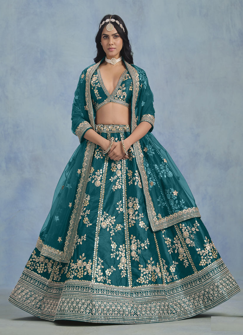 Morpich Art Silk Sequins Embroidered Lehenga Choli Set