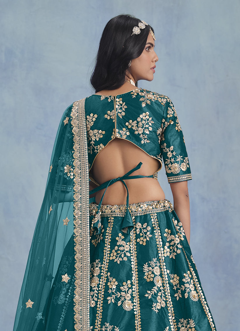 Morpich Art Silk Sequins Embroidered Lehenga Choli Set