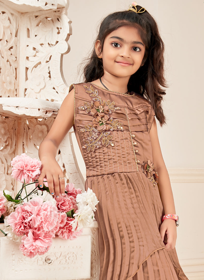 Cocoa Brown Handwork Girls Gown