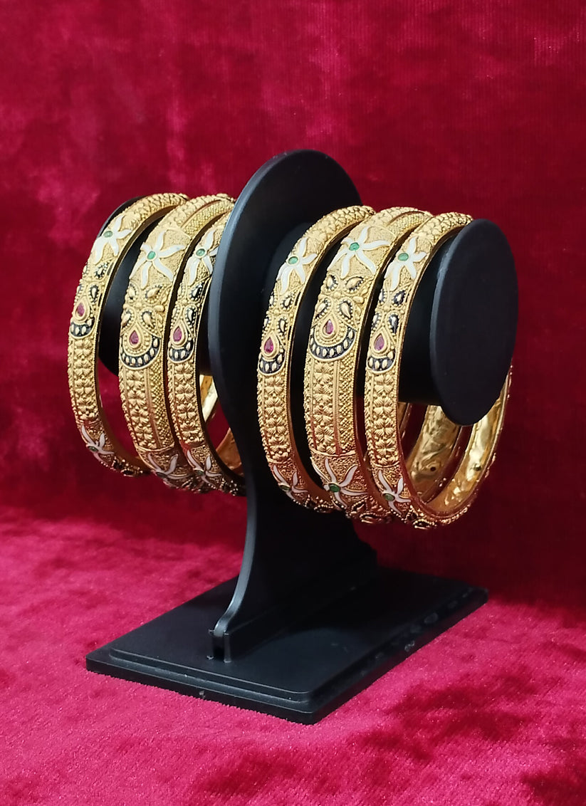 Gold Plated Meenakari 3 Bangles Set