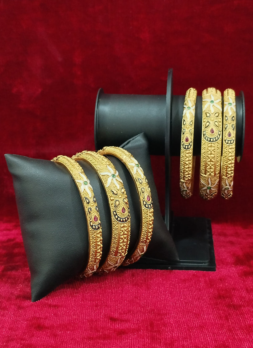 Gold Plated Meenakari 3 Bangles Set