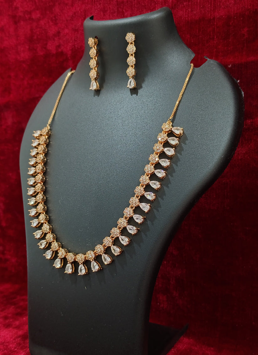 Rose Gold AD Necklace Set