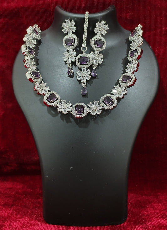 Purple AD Necklace Set