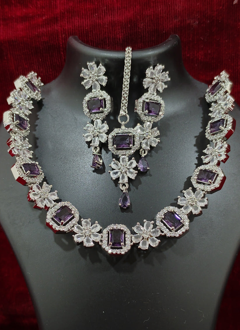 Purple AD Necklace Set