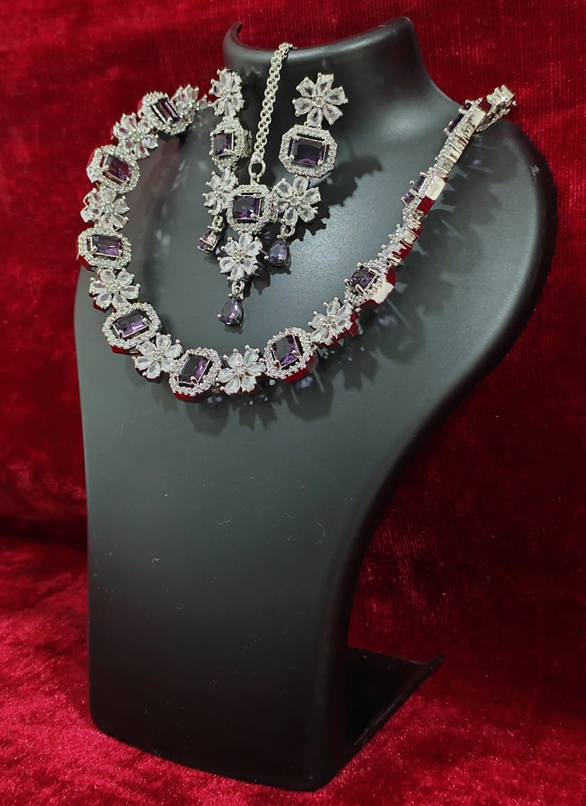Purple AD Necklace Set