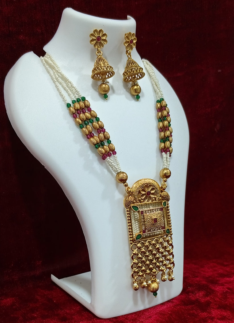 Gold Plated Long Necklace Set