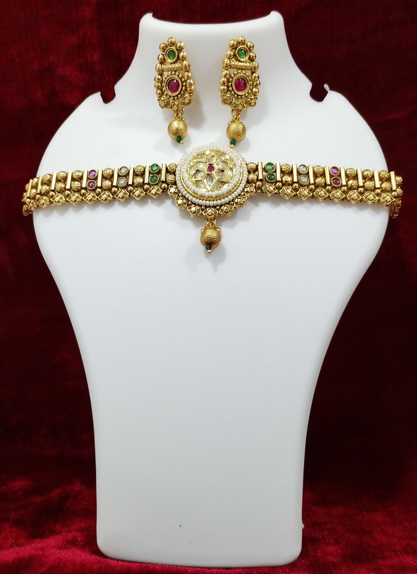 Gold Plated Choker Necklace Set