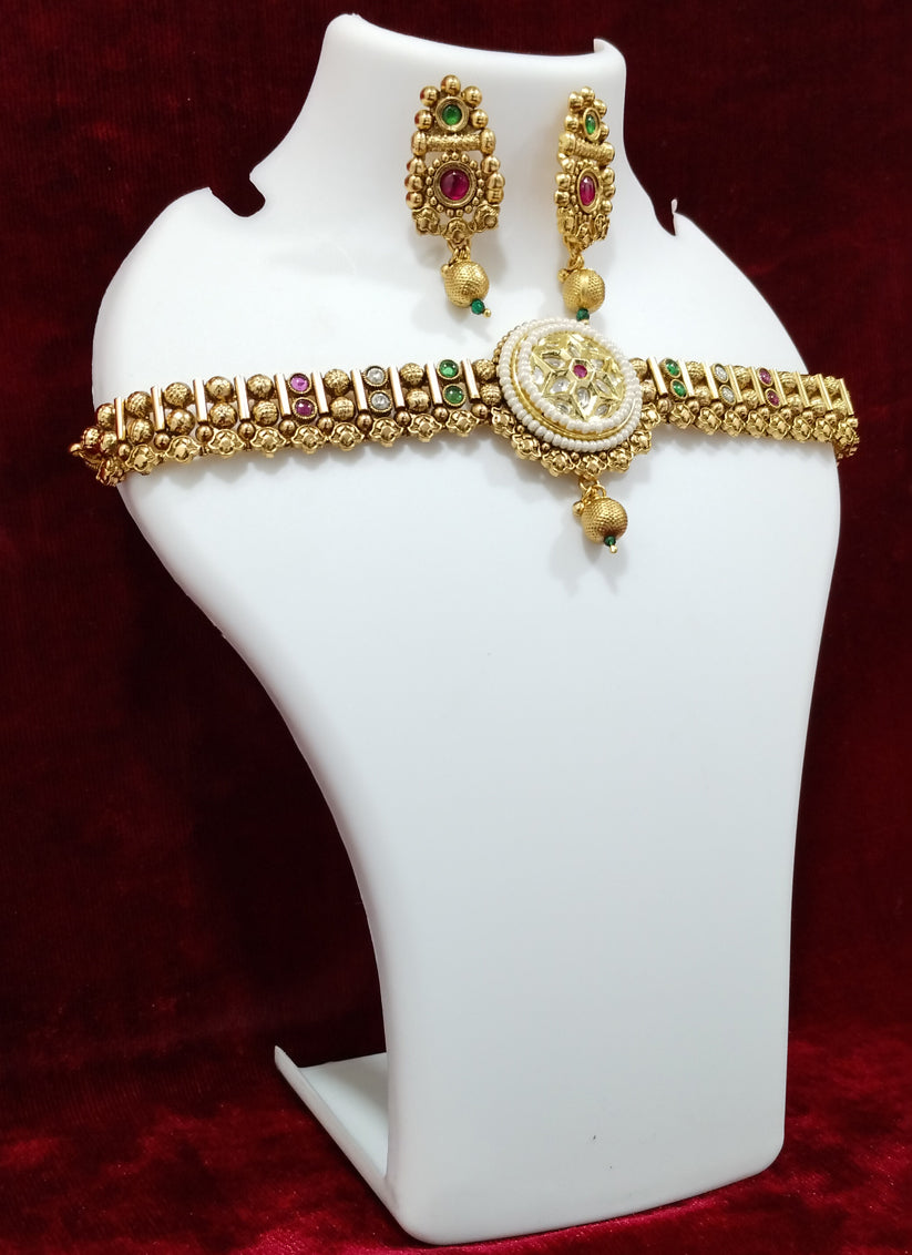 Gold Plated Choker Necklace Set