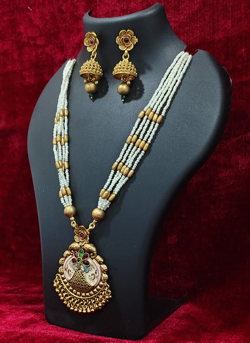 Gold Plated Meenakari Long Necklace Set