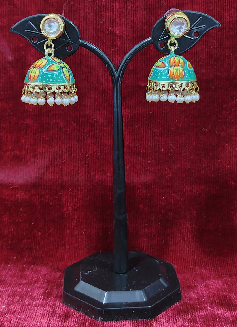 Sea Green Kundan Earrings