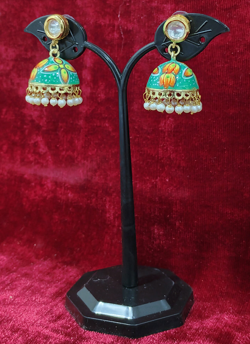 Sea Green Kundan Earrings