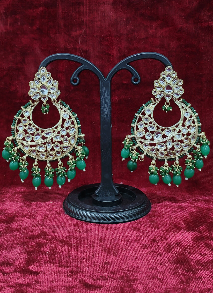 Rama Green Kundan Earrings