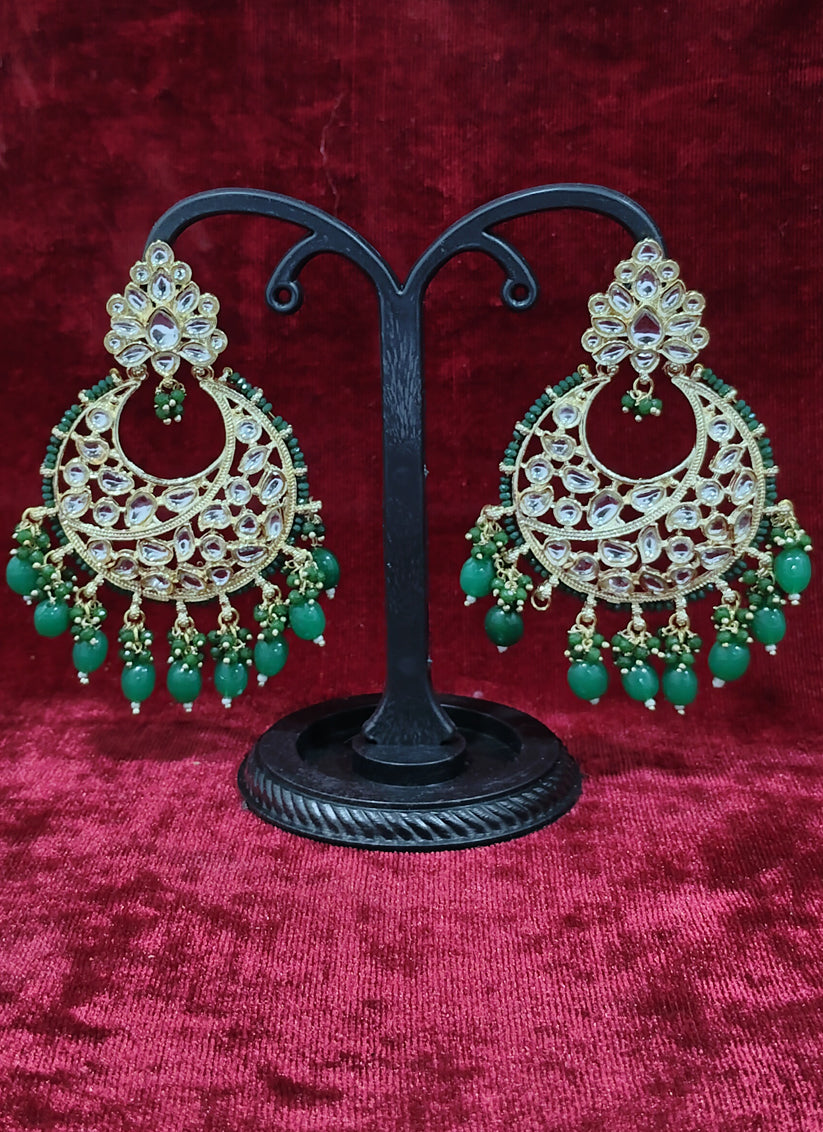 Rama Green Kundan Earrings