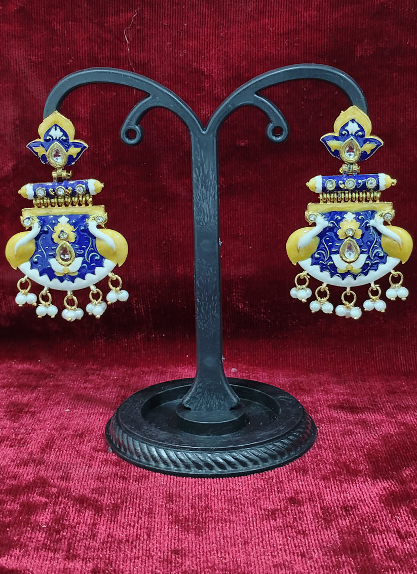 Multi Color Heavy Meenakari Kundan Earrings