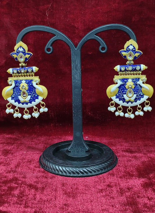 Multi Color Heavy Meenakari Kundan Earrings