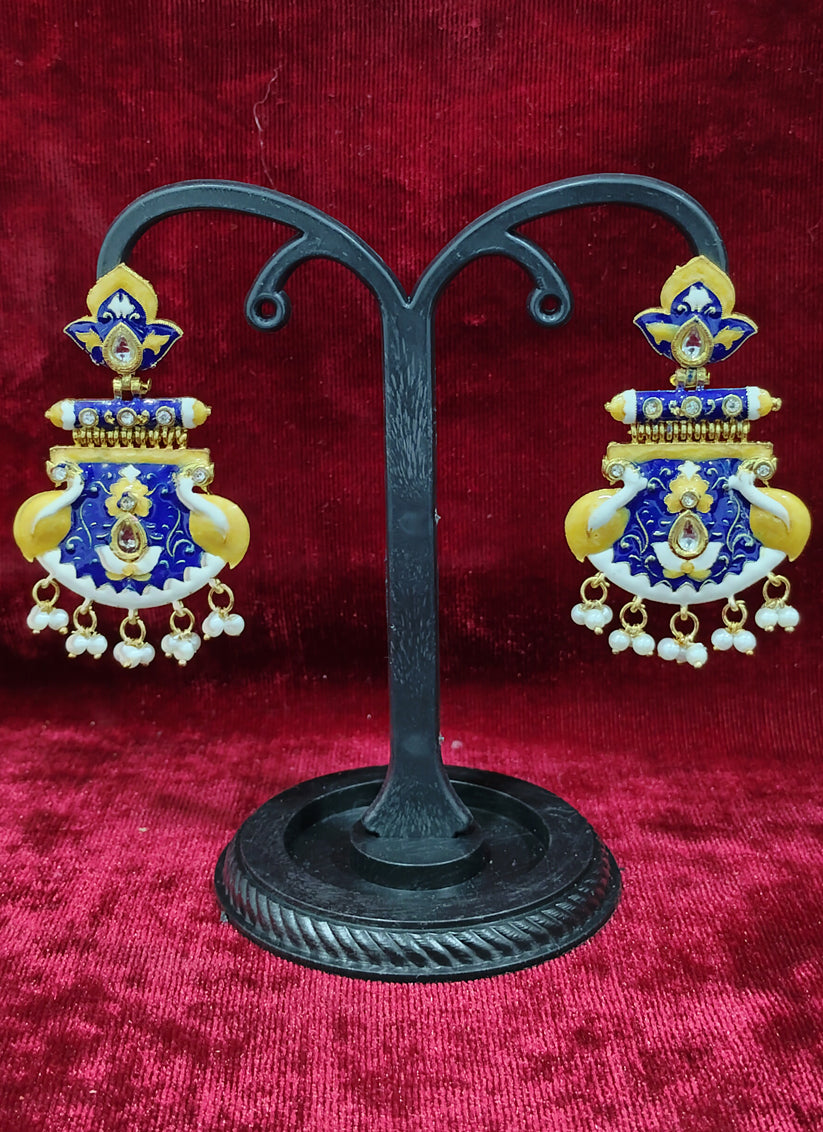 Multi Color Heavy Meenakari Kundan Earrings