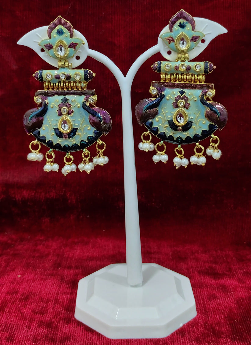 Multi Color Heavy Meenakari Kundan Earrings