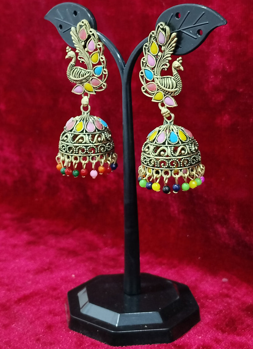 Multi Color Oxidised Earrings