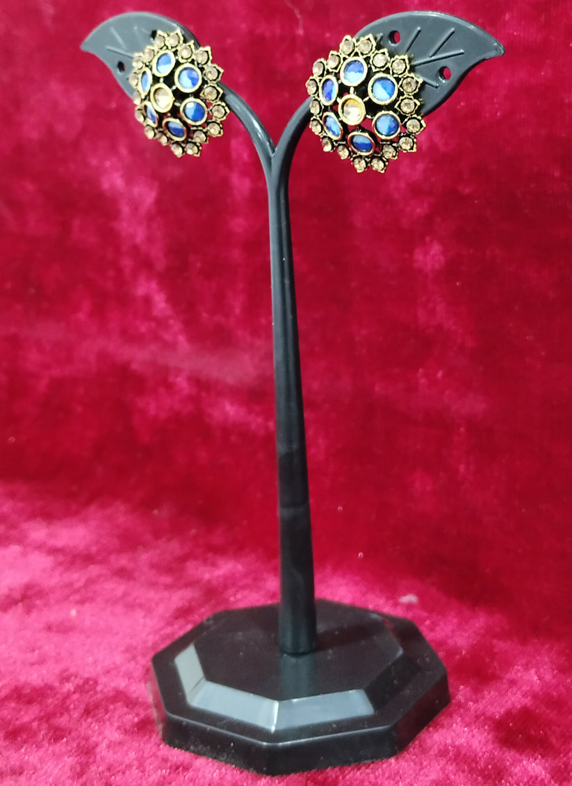 Blue Color American Diamond Earrings