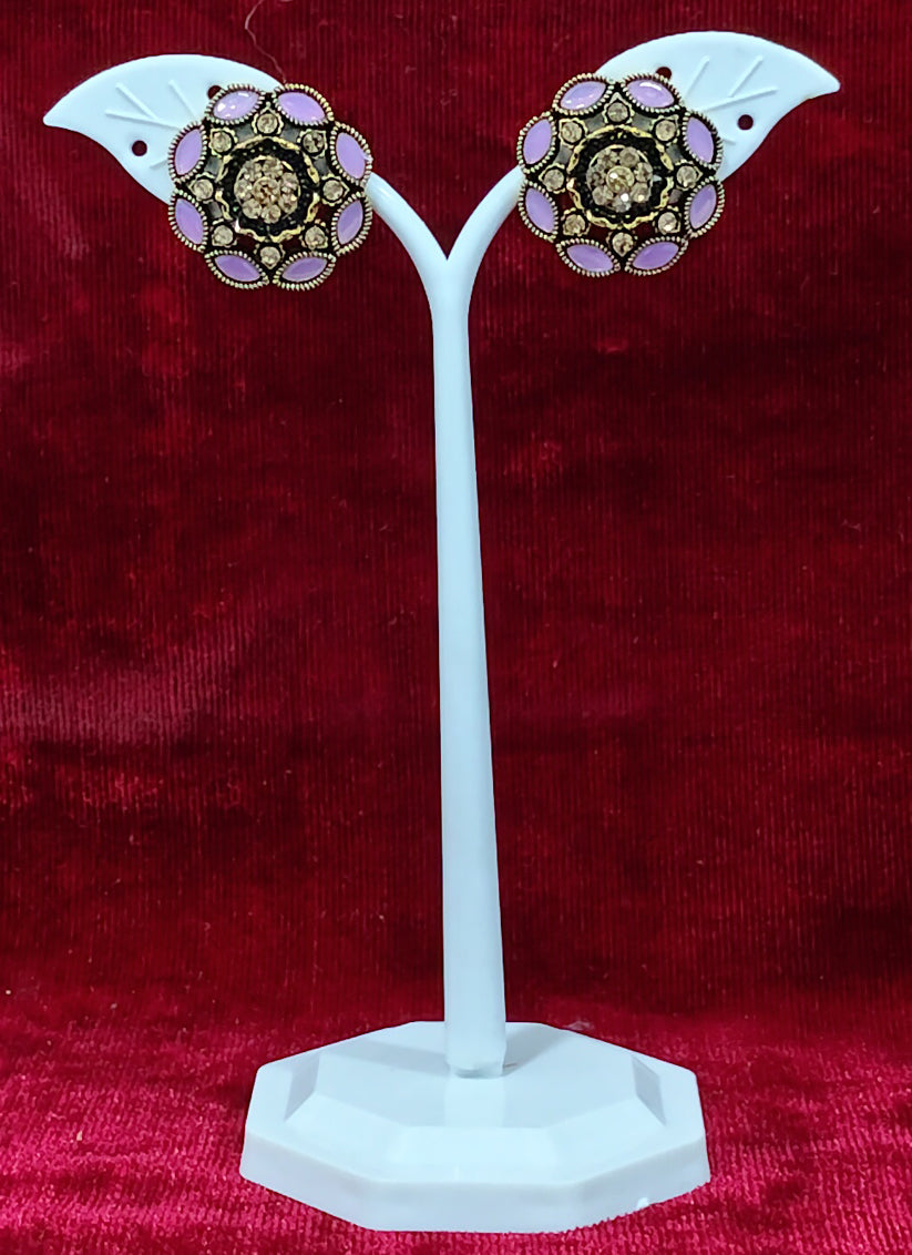 Purple Color American Diamond Earrings