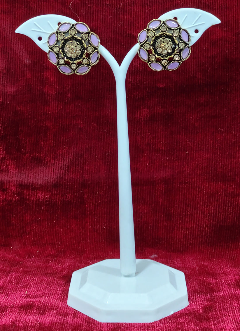 Purple Color American Diamond Earrings