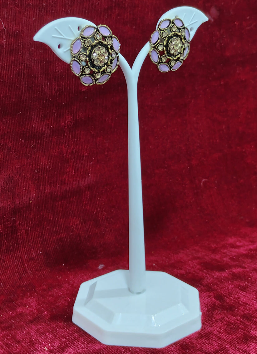 Purple Color American Diamond Earrings