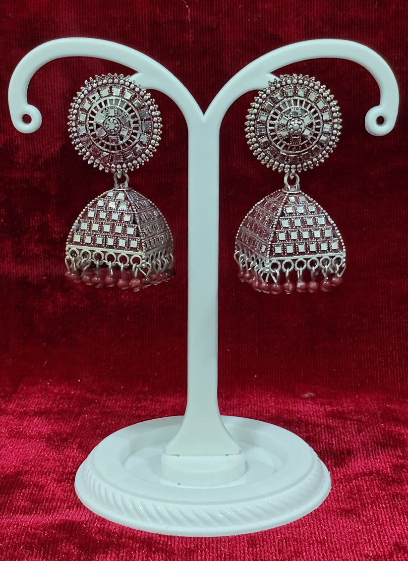 Maroon Color Oxidised Earrings