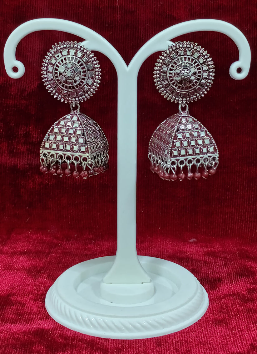 Maroon Color Oxidised Earrings