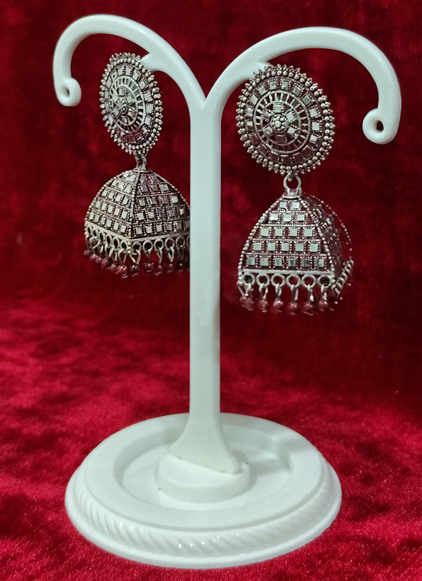 Maroon Color Oxidised Earrings