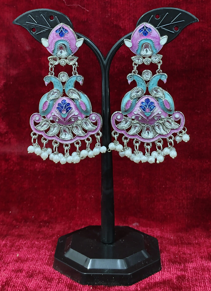 Multi Color Heavy Kundan Earrings