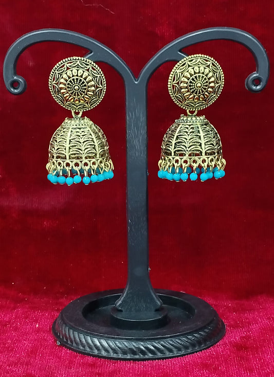 Golden Heavy Oxidised Earrings