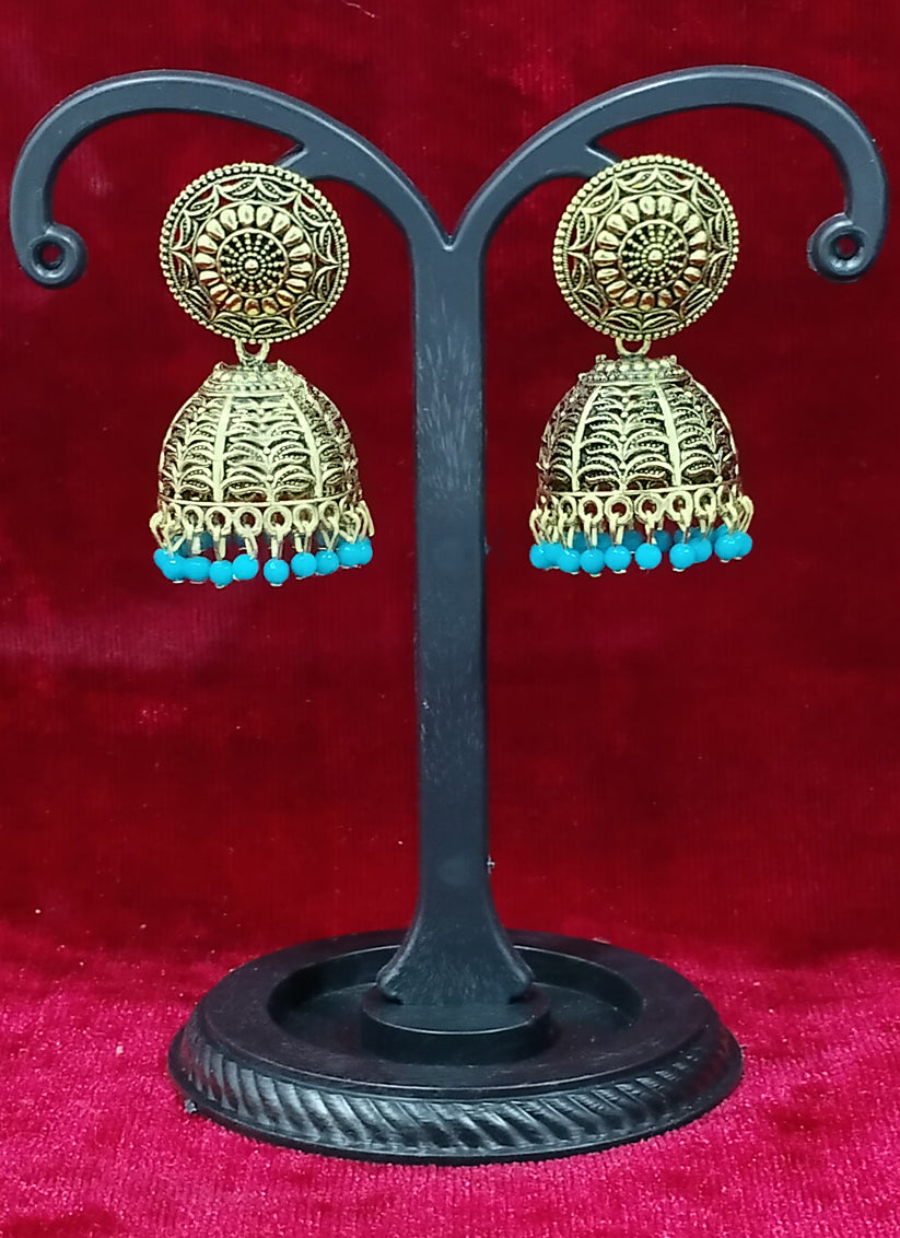 Golden Heavy Oxidised Earrings
