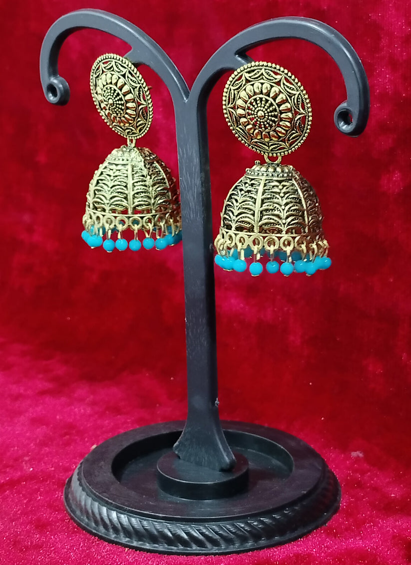 Golden Heavy Oxidised Earrings