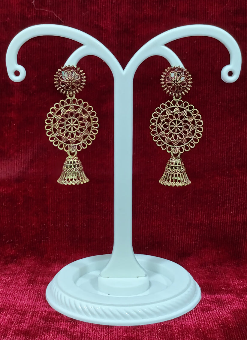 Golden Tone Oxidised Earrings
