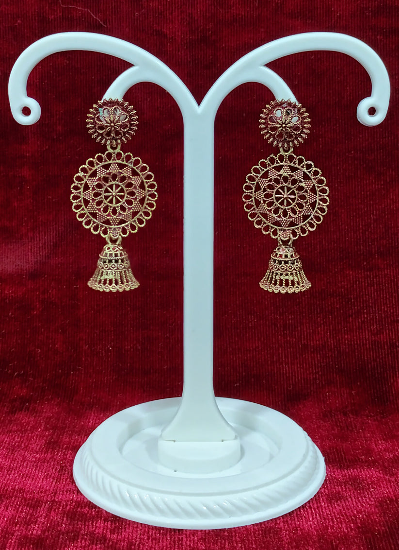 Golden Tone Oxidised Earrings