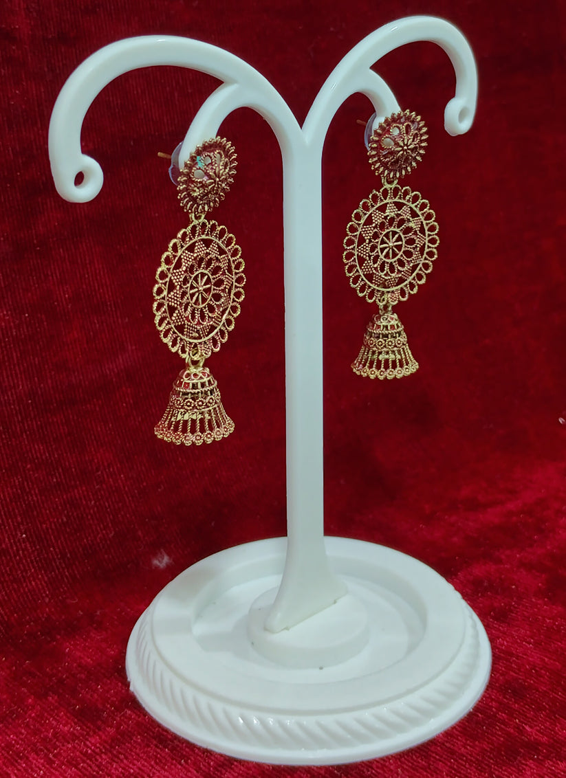 Golden Tone Oxidised Earrings