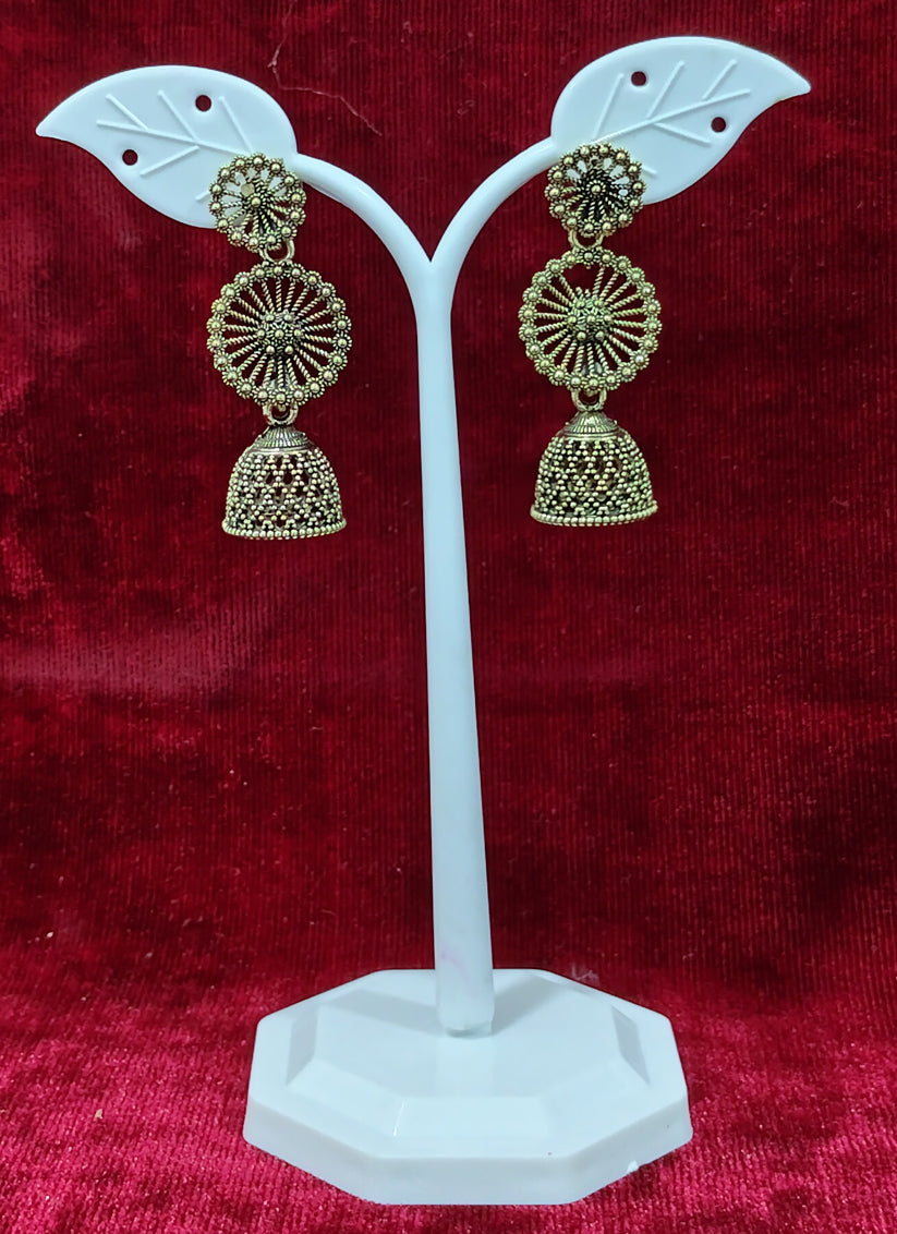 Golden Tone Oxidised Earrings