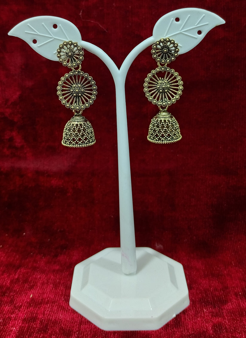 Golden Tone Oxidised Earrings