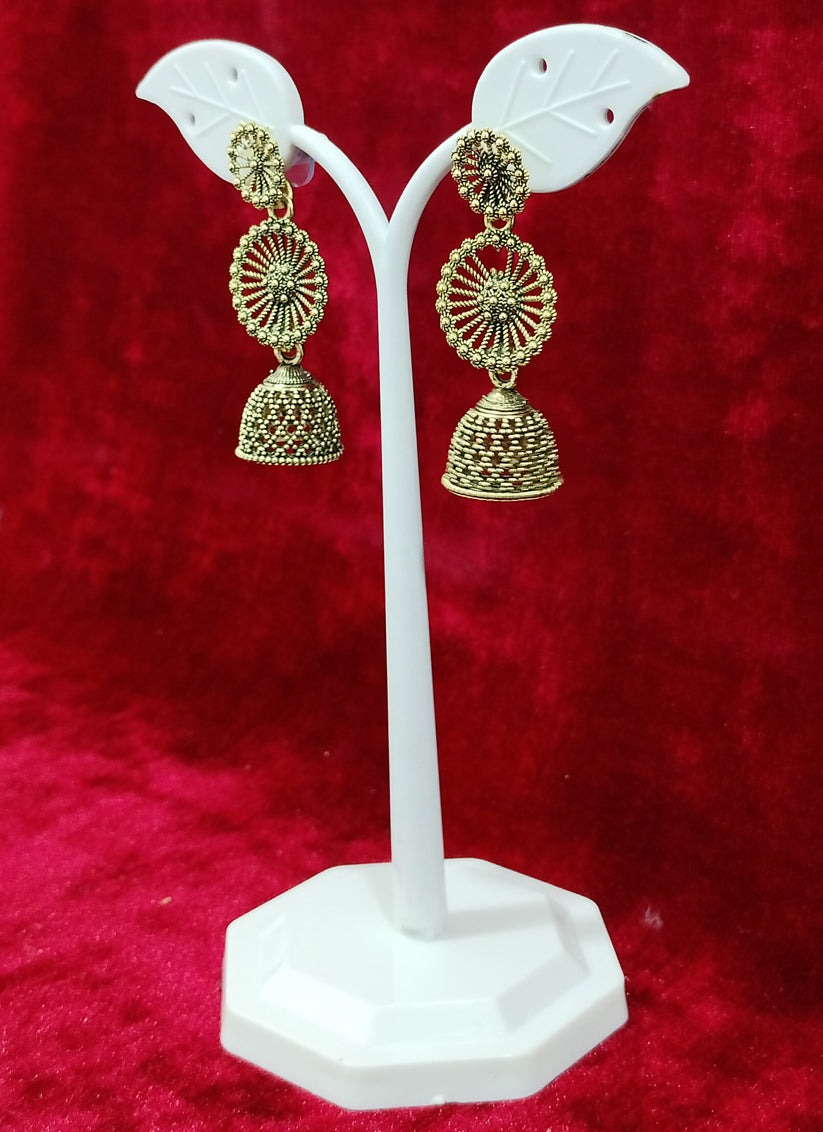 Golden Tone Oxidised Earrings