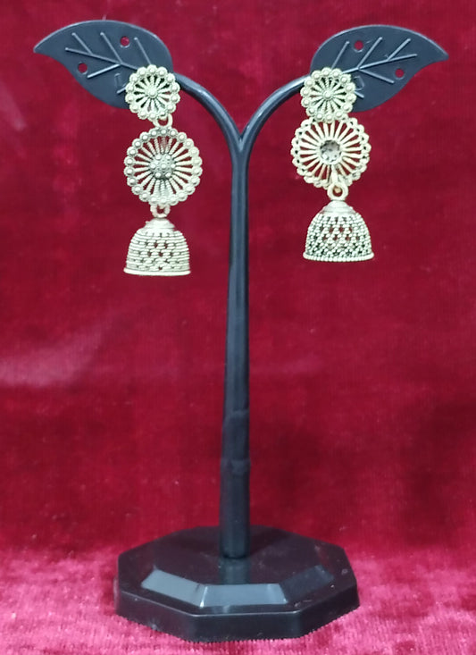 Golden Tone Oxidised Earrings
