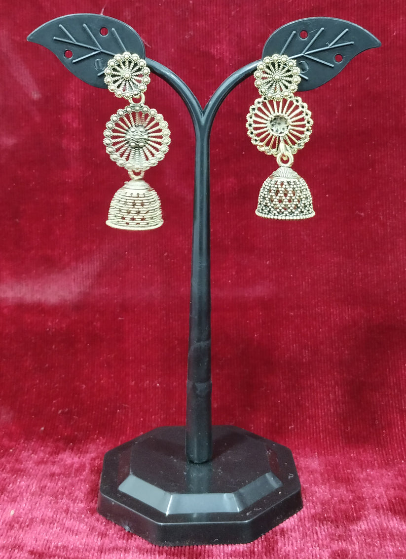 Golden Tone Oxidised Earrings