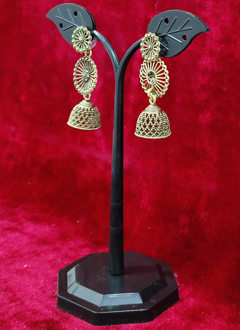 Golden Tone Oxidised Earrings