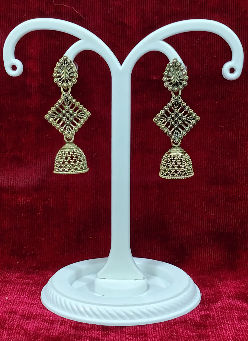 Golden Tone Oxidised Earrings