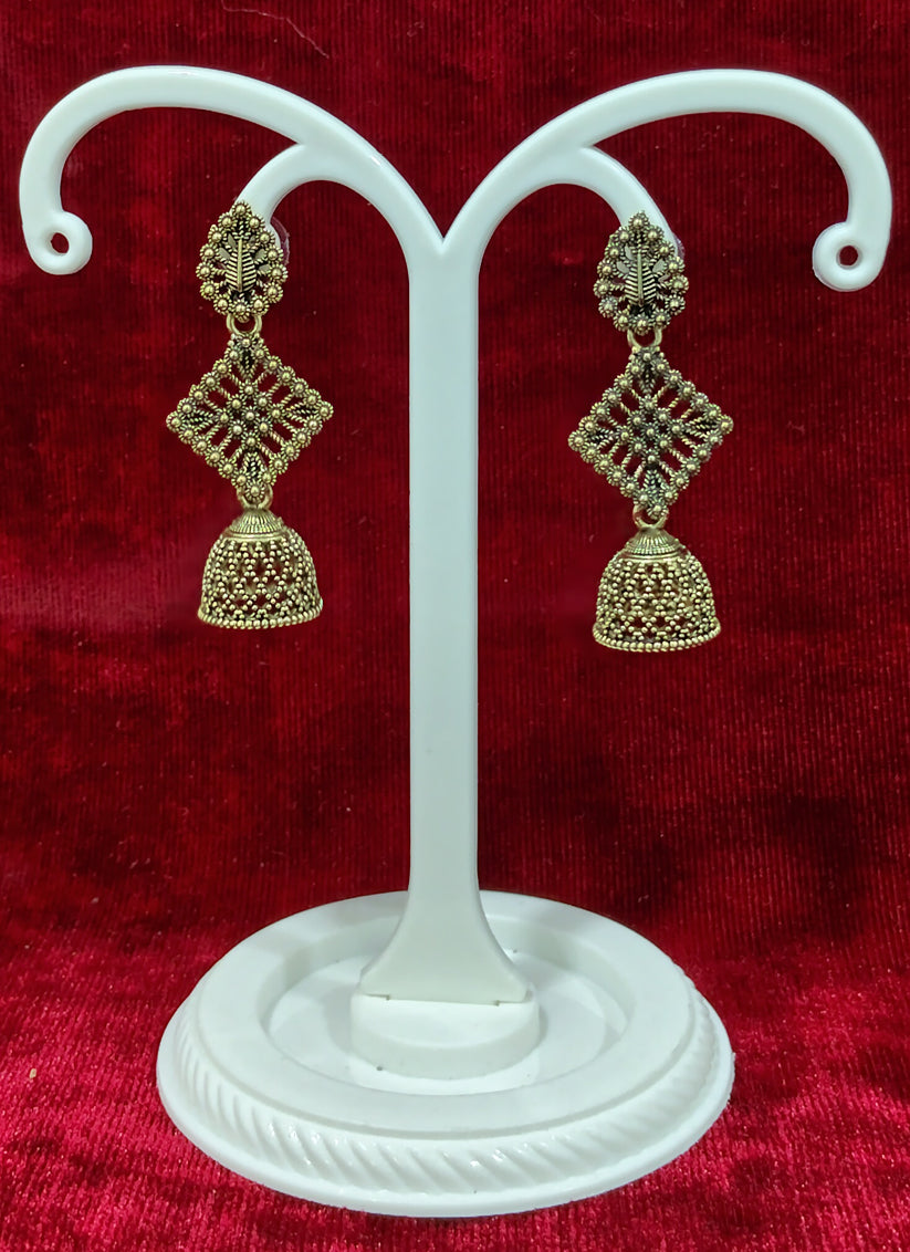 Golden Tone Oxidised Earrings