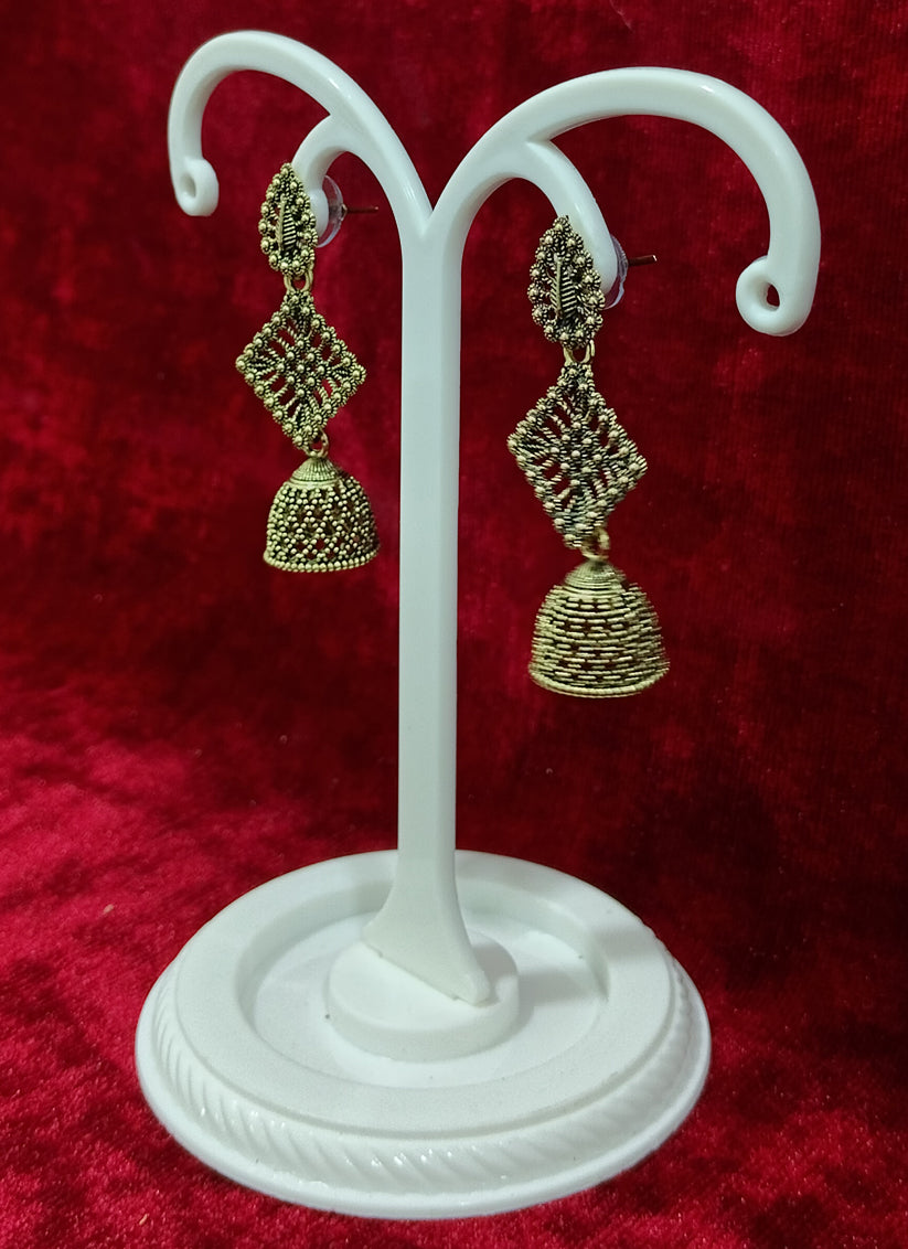 Golden Tone Oxidised Earrings