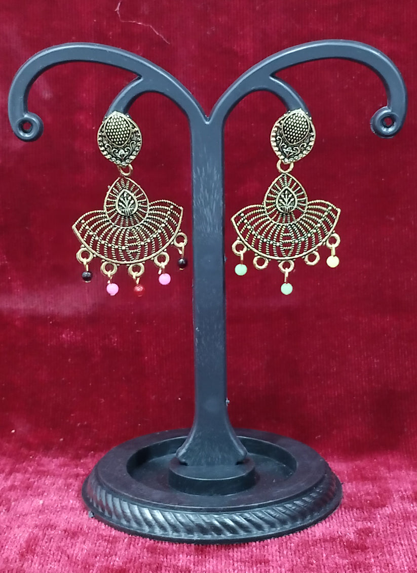 Golden Tone Oxidised Earrings